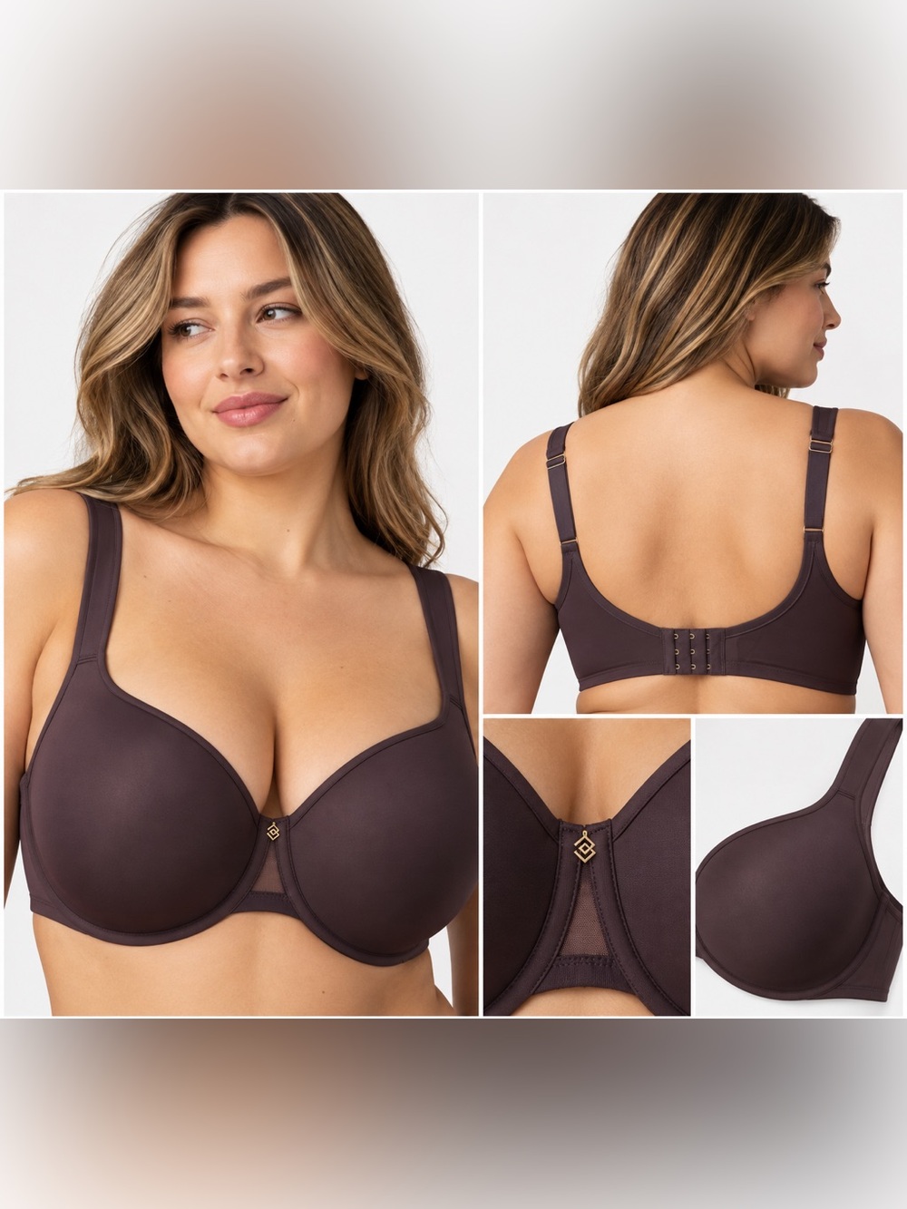 ThirdLove 24/7 Classic Perfect Coverage Bra 36H Dark Plum Purple Underwire